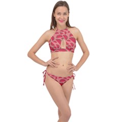 Watermelon Red Food Fruit Healthy Summer Fresh Cross Front Halter Bikini Set by pakminggu