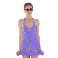 Art Pattern Design Seamless Scrapbooking Halter Dress Swimsuit  by pakminggu