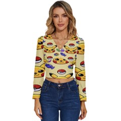 Pikachu Long Sleeve V-neck Top by artworkshop