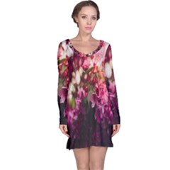 Pink Flower Long Sleeve Nightdress by artworkshop