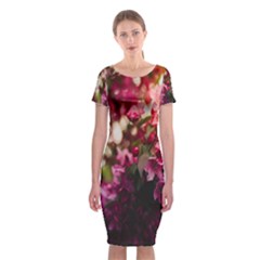 Pink Flower Classic Short Sleeve Midi Dress by artworkshop