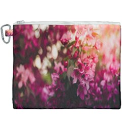 Pink Flower Canvas Cosmetic Bag (xxxl) by artworkshop