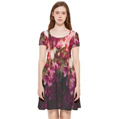 Pink Flower Inside Out Cap Sleeve Dress by artworkshop