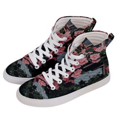 Pink Peony  Flower Men s Hi-top Skate Sneakers by artworkshop