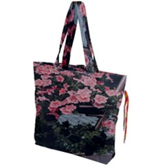 Pink Peony  Flower Drawstring Tote Bag by artworkshop