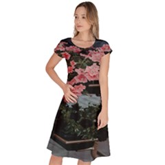 Pink Peony  Flower Classic Short Sleeve Dress