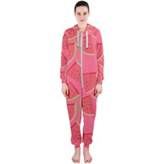 Watermelon Background Watermelon Wallpaper Hooded Jumpsuit (ladies) by pakminggu