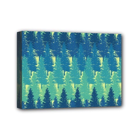 Christmas Trees Pattern Digital Paper Seamless Mini Canvas 7  X 5  (stretched) by pakminggu