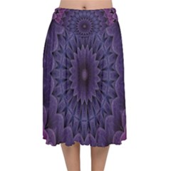Shape Geometric Symmetrical Symmetry Wallpaper Velvet Flared Midi Skirt by Bangk1t