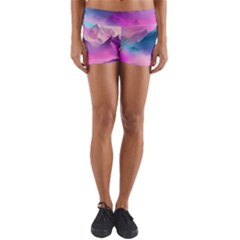 Landscape Mountain Colorful Nature Yoga Shorts by Ravend