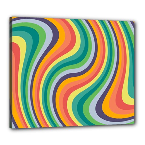 Swirl Twirl Rainbow Retro Canvas 24  X 20  (stretched) by Ravend