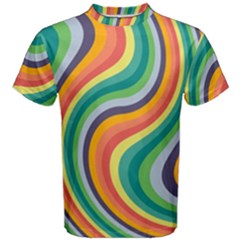 Swirl Twirl Rainbow Retro Men s Cotton Tee