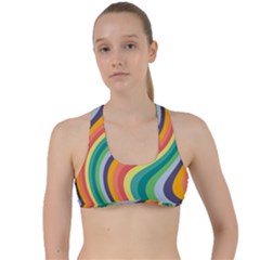 Swirl Twirl Rainbow Retro Criss Cross Racerback Sports Bra by Ravend