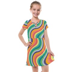 Swirl Twirl Rainbow Retro Kids  Cross Web Dress