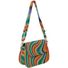 Swirl Twirl Rainbow Retro Saddle Handbag
