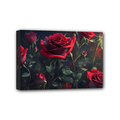 Rose Flower Plant Red Mini Canvas 6  X 4  (stretched)