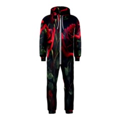 Rose Flower Plant Red Hooded Jumpsuit (kids)