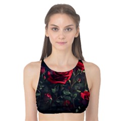 Rose Flower Plant Red Tank Bikini Top