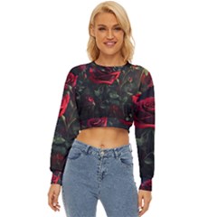 Rose Flower Plant Red Lightweight Long Sleeve Sweatshirt