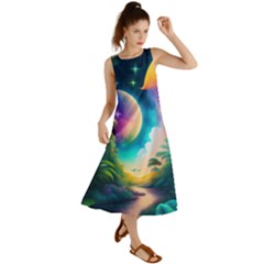 Jungle Moon Light Plants Space Summer Maxi Dress