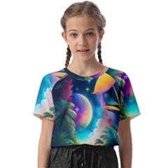 Jungle Moon Light Plants Space Kids  Basic Tee