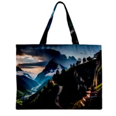 Nature Mountain Valley Zipper Mini Tote Bag