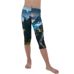 Nature Mountain Valley Kids  Lightweight Velour Capri Leggings 