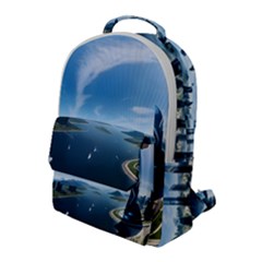 Futuristic City Fantasy Scifi Flap Pocket Backpack (large)