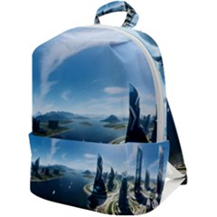 Futuristic City Fantasy Scifi Zip Up Backpack