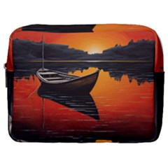 Boat Sunset Lake Water Nature Make Up Pouch (large) by Ravend