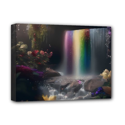 Waterfall Rainbow Deluxe Canvas 16  X 12  (stretched) 