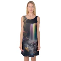 Waterfall Rainbow Sleeveless Satin Nightdress