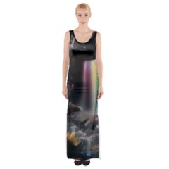 Waterfall Rainbow Thigh Split Maxi Dress by Ravend