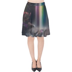 Waterfall Rainbow Velvet High Waist Skirt