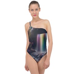 Waterfall Rainbow Classic One Shoulder Swimsuit