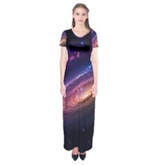 Universe Space Star Rainbow Short Sleeve Maxi Dress