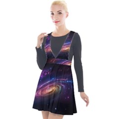 Universe Space Star Rainbow Plunge Pinafore Velour Dress by Ravend