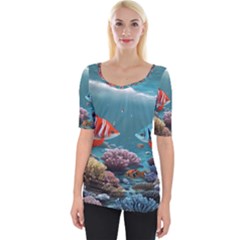 Fish Sea Ocean Wide Neckline Tee