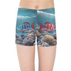 Fish Sea Ocean Kids  Sports Shorts by Ravend