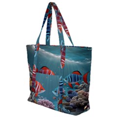 Fish Sea Ocean Zip Up Canvas Bag by Ravend