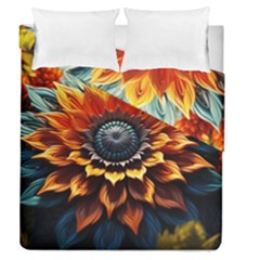 Flower Plant Geometry Duvet Cover Double Side (queen Size)