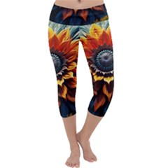 Flower Plant Geometry Capri Yoga Leggings