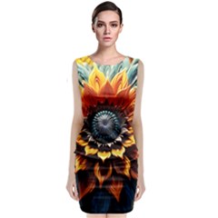 Flower Plant Geometry Sleeveless Velvet Midi Dress