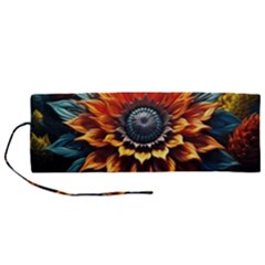 Flower Plant Geometry Roll Up Canvas Pencil Holder (m)