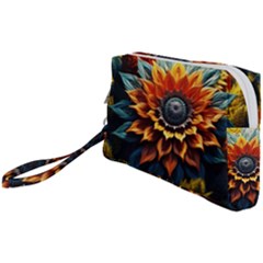 Flower Plant Geometry Wristlet Pouch Bag (small)