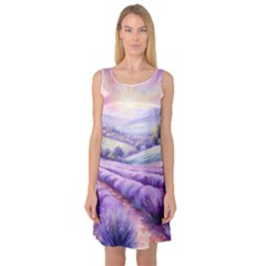 Lavender Flower Tree Sleeveless Satin Nightdress