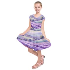 Lavender Flower Tree Kids  Short Sleeve Dress