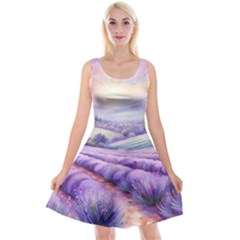 Lavender Flower Tree Reversible Velvet Sleeveless Dress