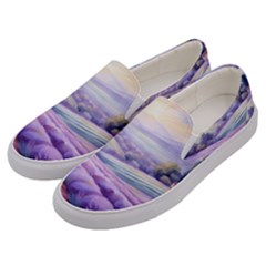 Lavender Flower Tree Men s Canvas Slip Ons