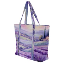Lavender Flower Tree Zip Up Canvas Bag
